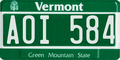 VT license plate AOI584