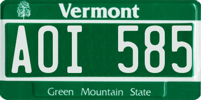VT license plate AOI585