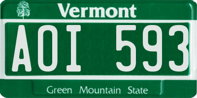 VT license plate AOI593