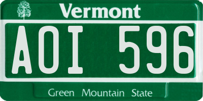 VT license plate AOI596
