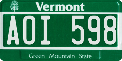 VT license plate AOI598
