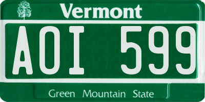 VT license plate AOI599