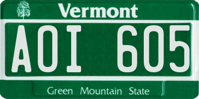 VT license plate AOI605