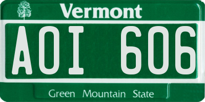 VT license plate AOI606