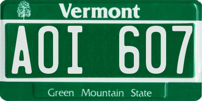 VT license plate AOI607