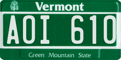 VT license plate AOI610