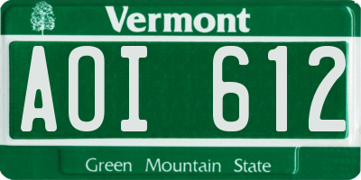 VT license plate AOI612