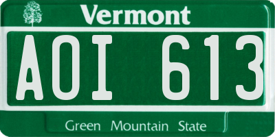 VT license plate AOI613