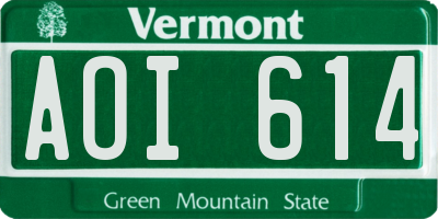 VT license plate AOI614