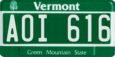 VT license plate AOI616
