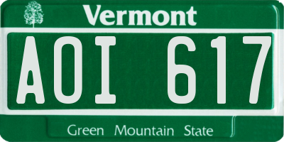 VT license plate AOI617