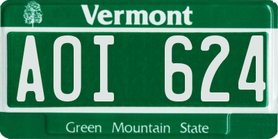 VT license plate AOI624