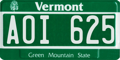 VT license plate AOI625