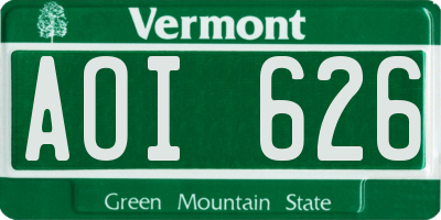 VT license plate AOI626