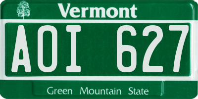 VT license plate AOI627
