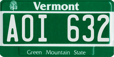 VT license plate AOI632