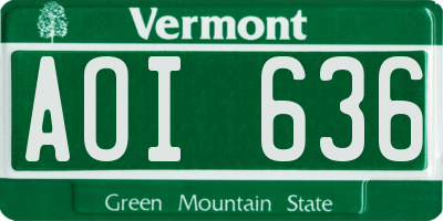 VT license plate AOI636