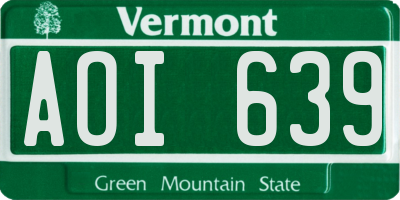 VT license plate AOI639