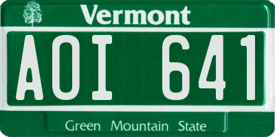VT license plate AOI641