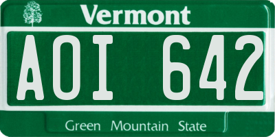 VT license plate AOI642