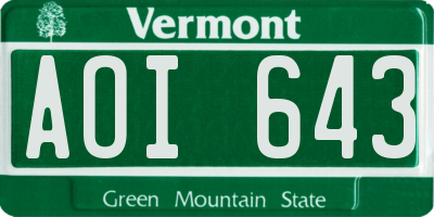 VT license plate AOI643