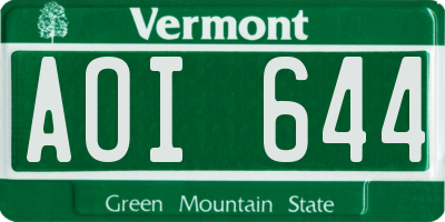 VT license plate AOI644