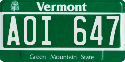 VT license plate AOI647