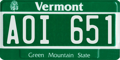 VT license plate AOI651