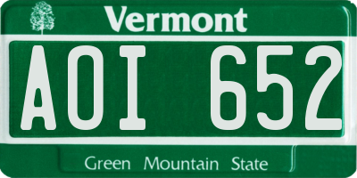 VT license plate AOI652