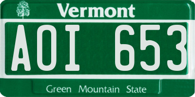 VT license plate AOI653