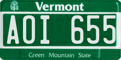 VT license plate AOI655