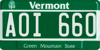 VT license plate AOI660