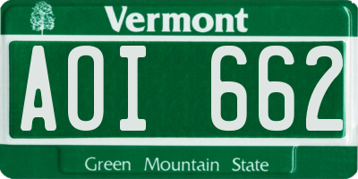 VT license plate AOI662