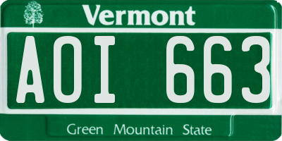 VT license plate AOI663