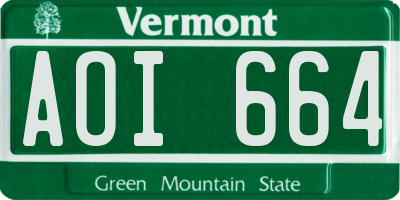 VT license plate AOI664