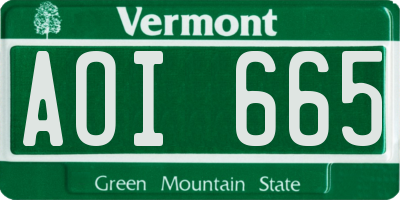 VT license plate AOI665