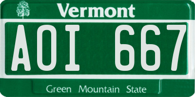 VT license plate AOI667
