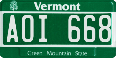 VT license plate AOI668
