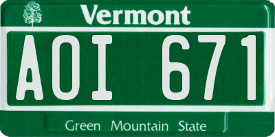 VT license plate AOI671