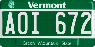 VT license plate AOI672