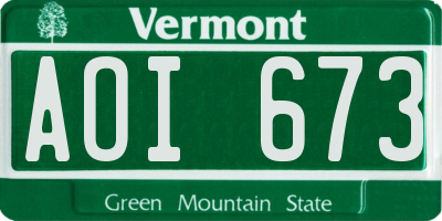VT license plate AOI673