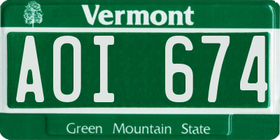 VT license plate AOI674