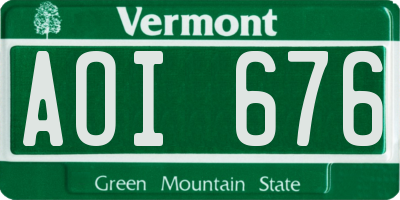 VT license plate AOI676