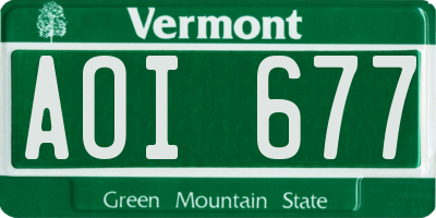 VT license plate AOI677