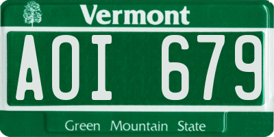 VT license plate AOI679