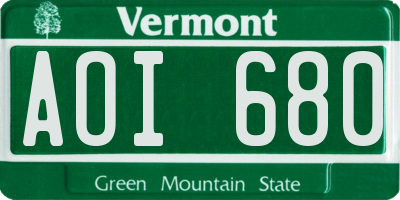 VT license plate AOI680