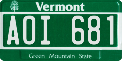 VT license plate AOI681