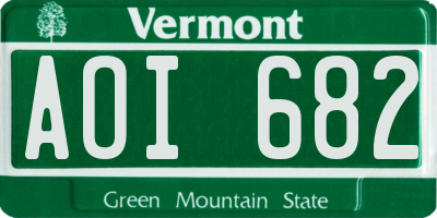 VT license plate AOI682