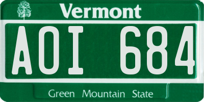VT license plate AOI684