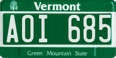 VT license plate AOI685